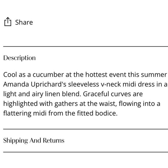 AMANDA UPRICHARD Dress Linen Sabal Midi V Neck A-Line Sleeveless Green S - Picture 8 of 9